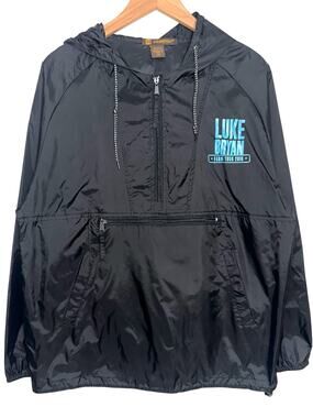 Luke Bryan Farm Tour 2016 Harriton Black Anorak Hooded Windbreaker Rain Jacket M